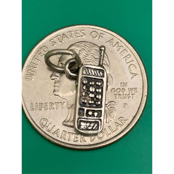 .925 Cell Phone Sterling Silver Jewelry Charm #communicate - Picture 3 of 3